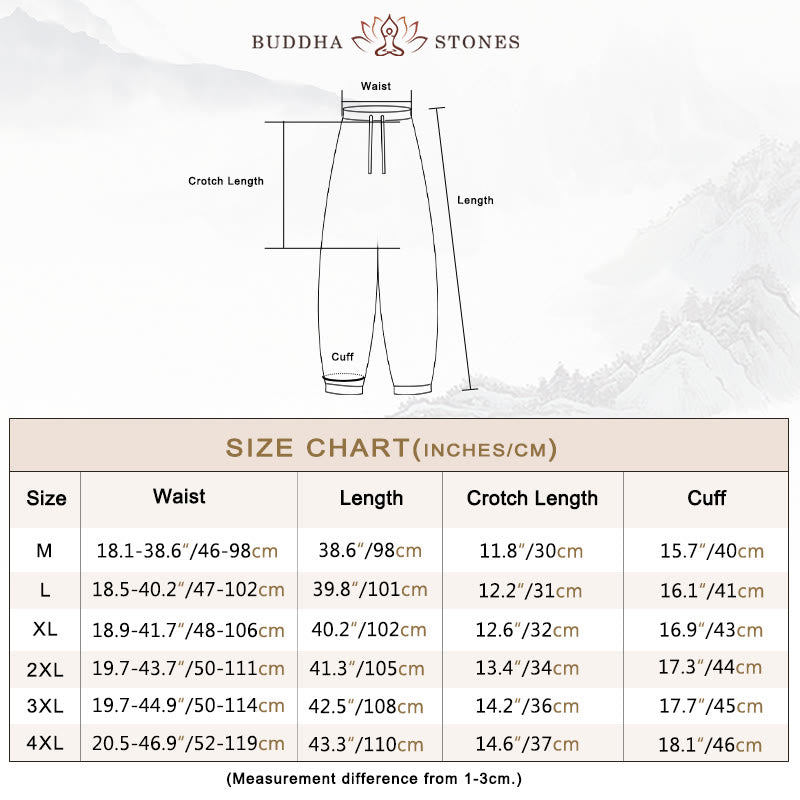 Buddha Stones Solid Color Cotton Linen Casual Men's Harem Pants With Pockets - image 5