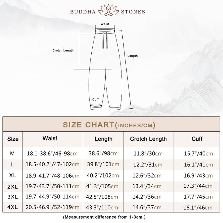 Buddha Stones Solid Color Cotton Linen Casual Men's Harem Pants With Pockets - image 5