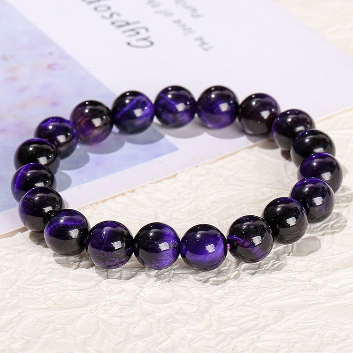 Buddha Stones Various Tiger Eye Confidence Bracelet - Dark Purple Tiger Eye(Wrist Circumference: 14-16cm) - 12mm - image 113