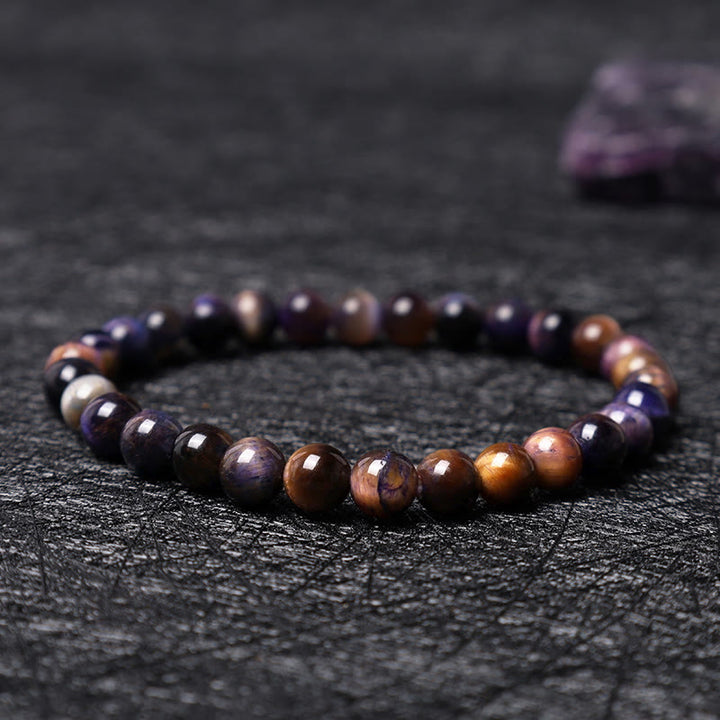 Buddha Stone Various Crystals Malachite Lazurite Lapis Lazuli Hemimorphite Calmness Bracelet - Purple Tiger Eye(Wrist Circumference: 14-16cm) - image 119