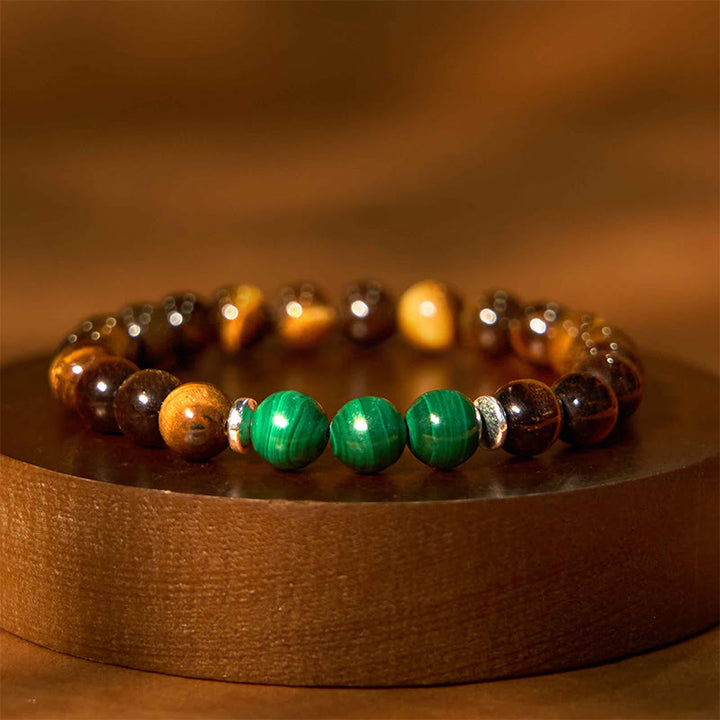 Buddha Stone Various Crystals Malachite Lazurite Lapis Lazuli Hemimorphite Calmness Bracelet - Yellow Green Tiger Eye(Wrist Circumference: 14-16cm) - image 138