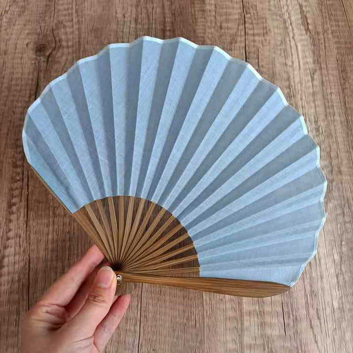 Buddha Stones Retro Solid Color Shell Shape Handheld Bamboo Folding Fan