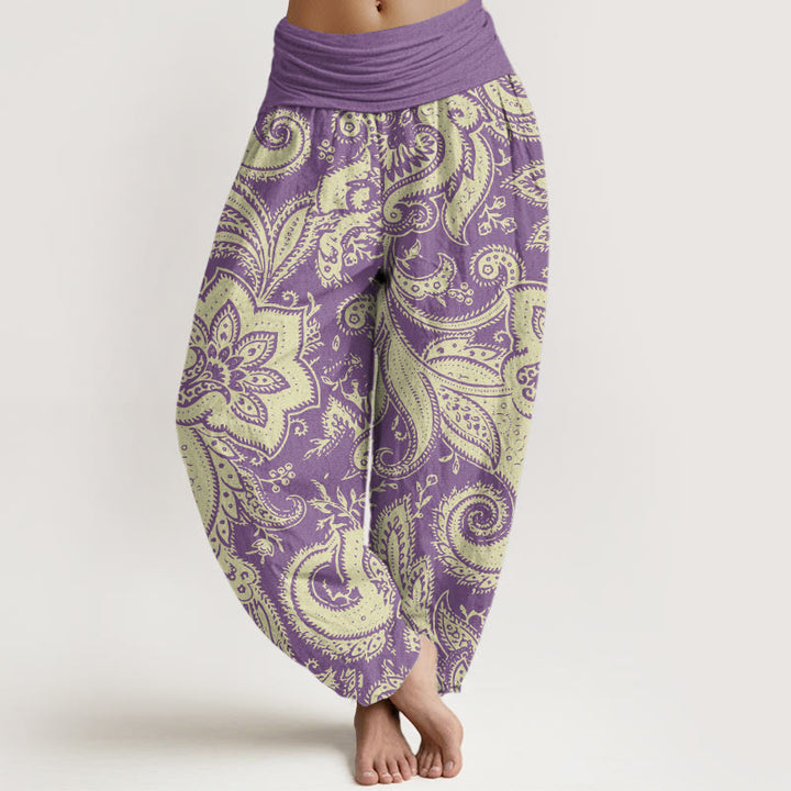 Buddha Stones Flowers Paisley Patterns Women's Elastic Waist Harem Pants