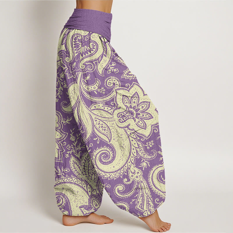 Buddha Stones Flowers Paisley Patterns Women's Elastic Waist Harem Pants