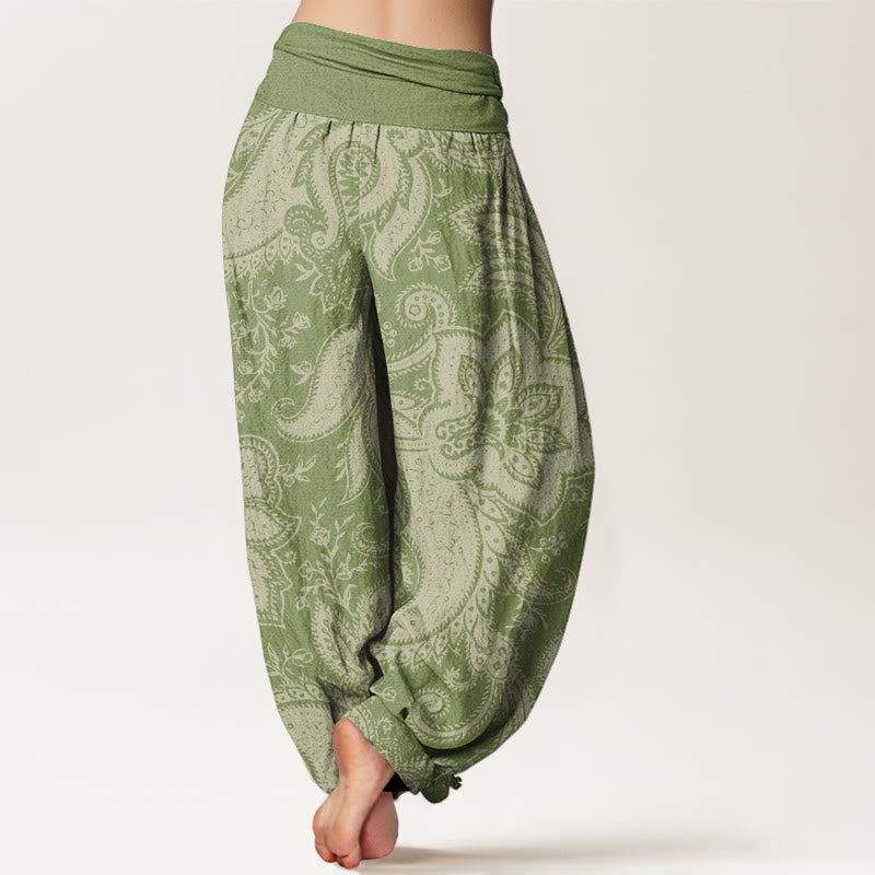 Buddha Stones Flowers Paisley Patterns Women's Elastic Waist Harem Pants - image 10