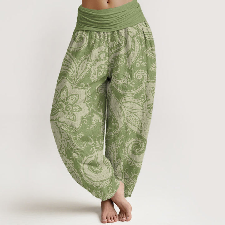 Buddha Stones Flowers Paisley Patterns Women's Elastic Waist Harem Pants - OliveDrab - US22，UK/AU26，EU54 (6XL) - image 8