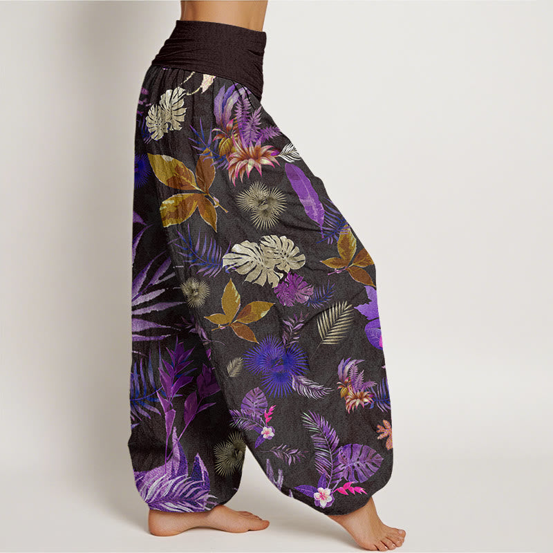 Buddha Stones Colorful Tropical Foliage Women's Elastic Waist Harem Pants