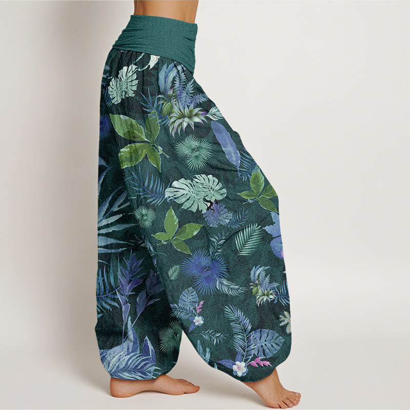 Buddha Stones Colorful Tropical Foliage Women's Elastic Waist Harem Pants