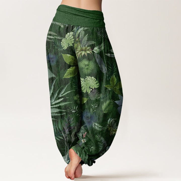 Buddha Stones Colorful Tropical Foliage Women's Elastic Waist Harem Pants