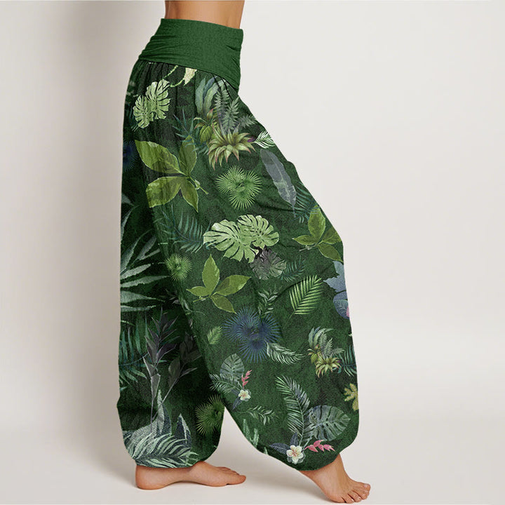 Buddha Stones Colorful Tropical Foliage Women's Elastic Waist Harem Pants