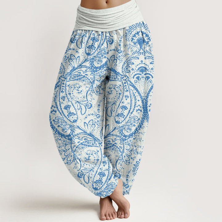 Buddha Stones Flowers Paisley Patterns Women's Elastic Waist Harem Pants