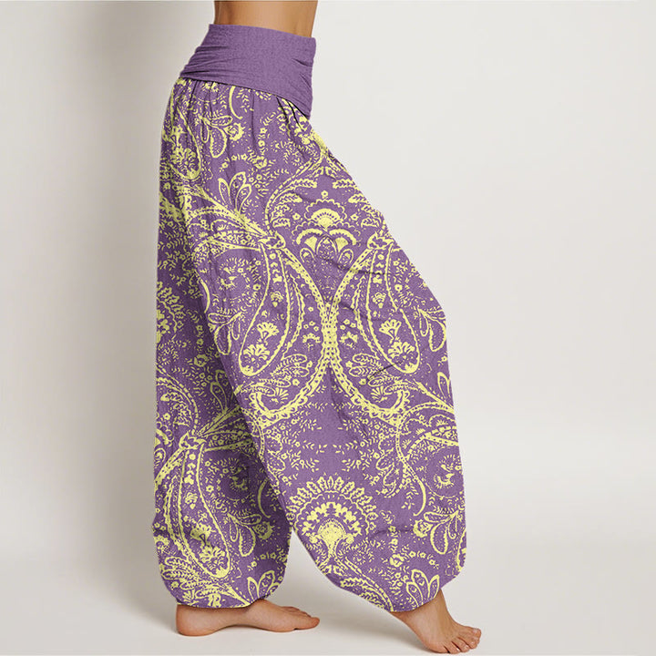 Buddha Stones Flowers Paisley Patterns Women's Elastic Waist Harem Pants