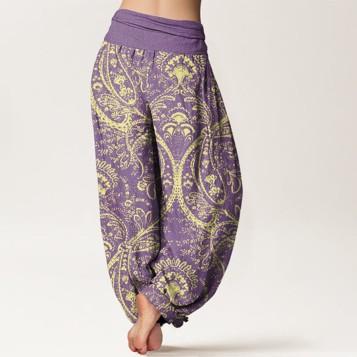 Buddha Stones Flowers Paisley Patterns Women's Elastic Waist Harem Pants