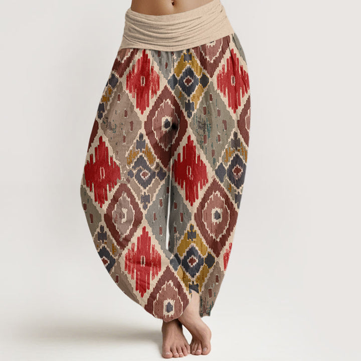 Buddha Stones Plaid Printed Women's Elastic Waist Harem Pants