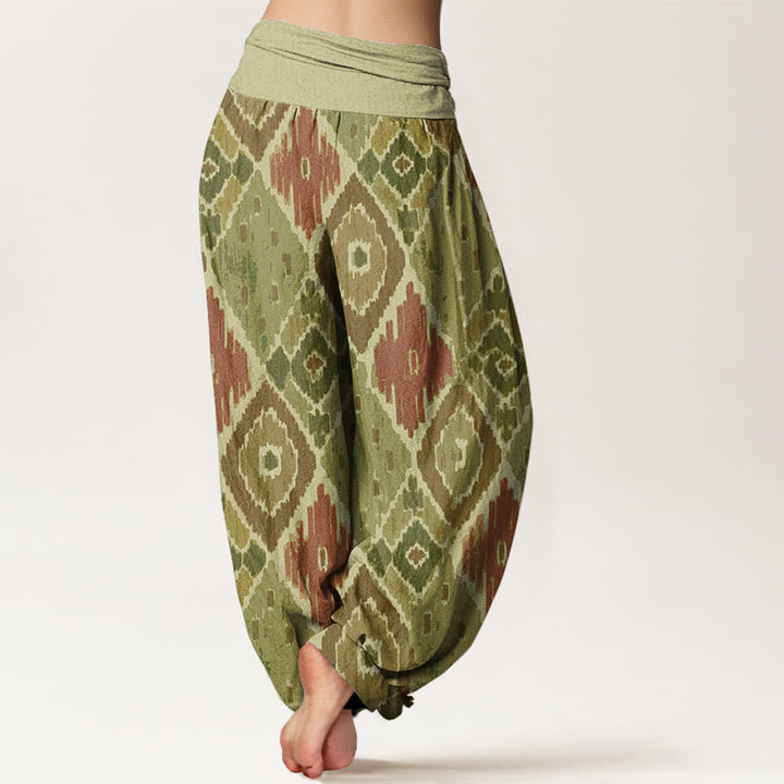 Buddha Stones Plaid Printed Women's Elastic Waist Harem Pants