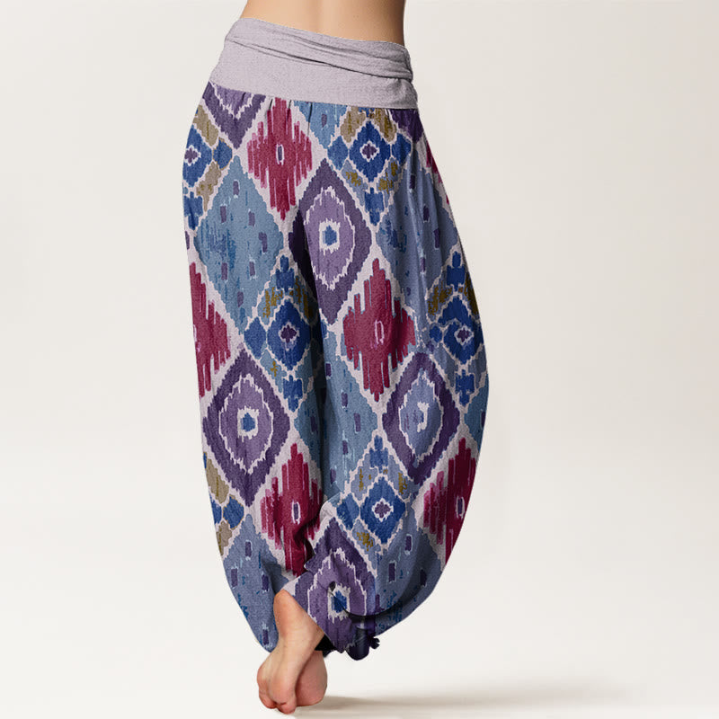 Buddha Stones Plaid Printed Women's Elastic Waist Harem Pants