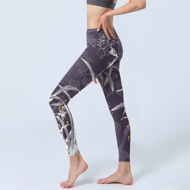 Buddha Stones Orchid Flower Roses Gym Leggings Women's Yoga Pants