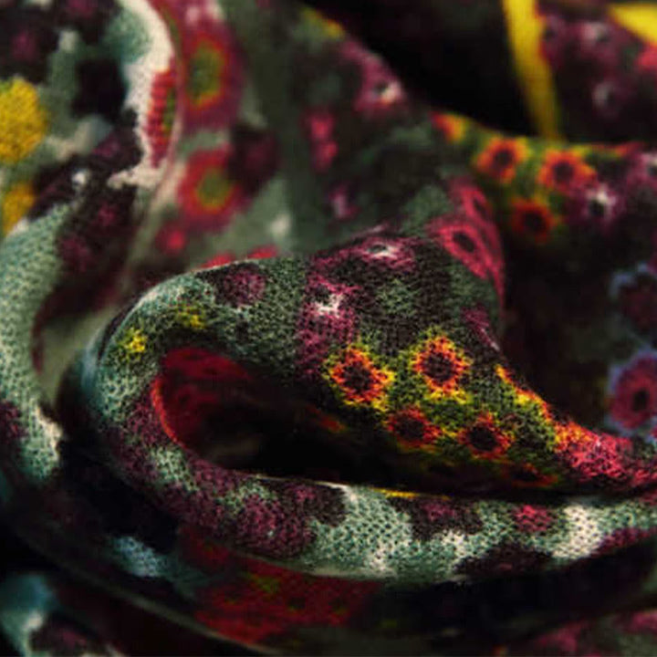 Buddha Stones Tibetan Vintage Palace Oil Painting Flowers Shawl Winter Cozy Travel Scarf Wrap - image 4