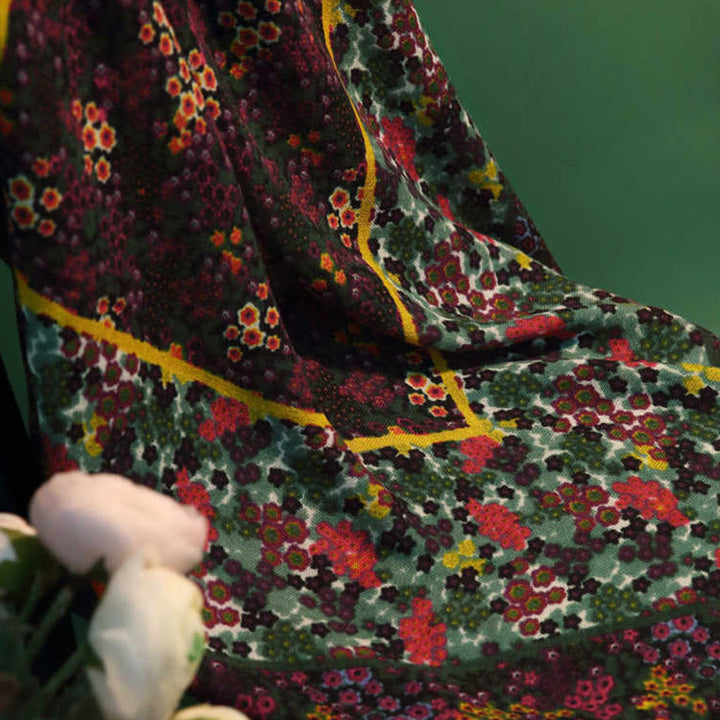 Buddha Stones Tibetan Vintage Palace Oil Painting Flowers Shawl Winter Cozy Travel Scarf Wrap - image 11