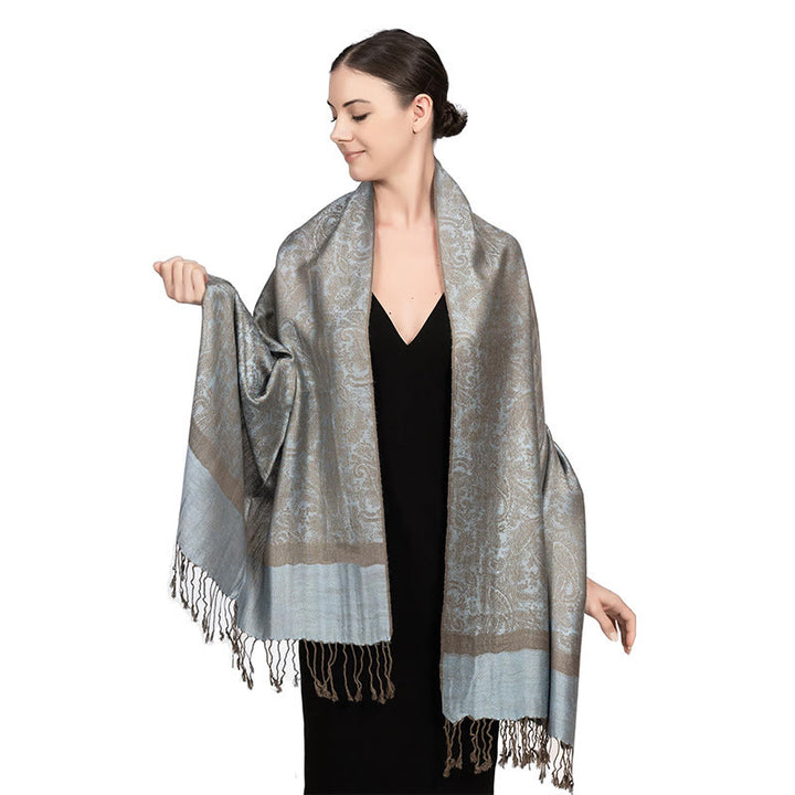 Buddha Stones Tibetan Cashew Jacquard Tassels Shawl Spring Fall Winter Warm Cozy Scarf Wrap