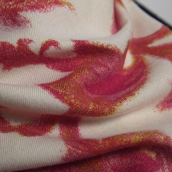 Buddha Stones Tibetan Red Flower Print Shawl Fall Winter Soft Warm Scarf Wrap