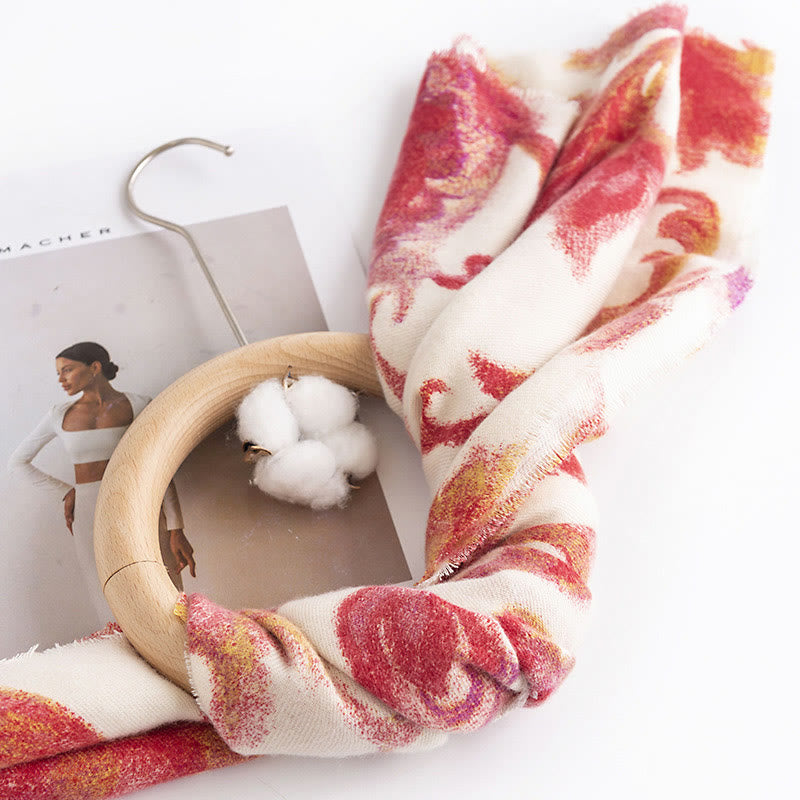 Buddha Stones Tibetan Red Flower Print Shawl Fall Winter Soft Warm Scarf Wrap - image 4