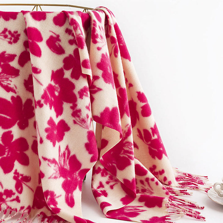 Buddha Stones Tibetan Rose Flower Branches Print Tassels Shawl Fall Winter Soft Warm Scarf Wrap - image 4