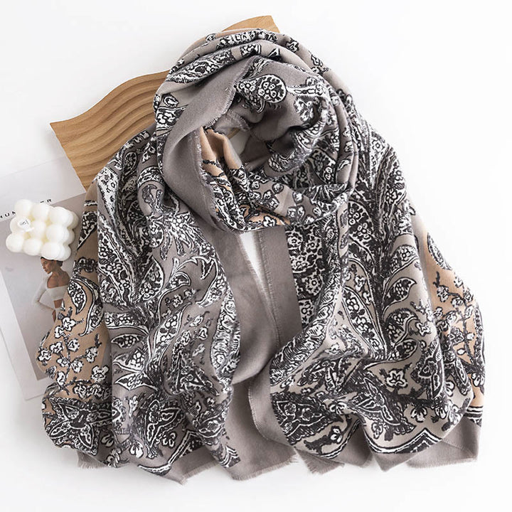 Buddha Stones Tibetan Ethnic Flower Print Shawl Fall Winter Soft Warm Scarf Wrap