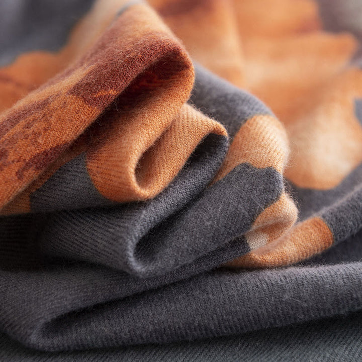 Buddha Stones Tibetan Shawl Artistic Style Hibiscus Syriacus Print Fall Winter Cozy Warm Scarf Wrap - image 3