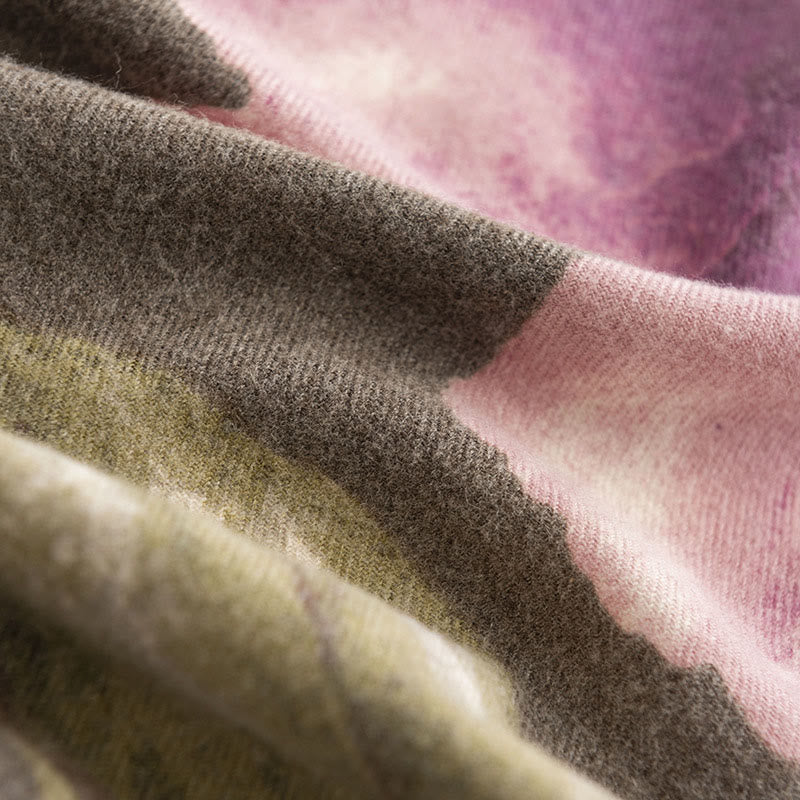 Buddha Stones Tibetan Shawl Artistic Style Hibiscus Syriacus Print Fall Winter Cozy Warm Scarf Wrap - image 12