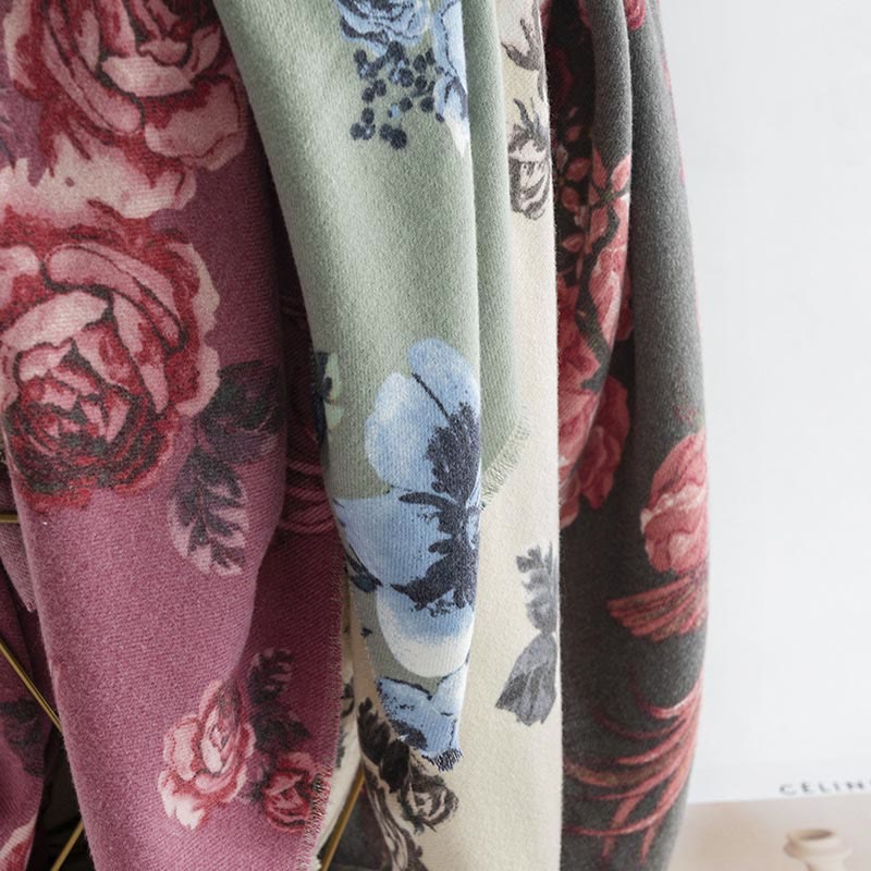 Buddha Stones Tibetan Shawl Garden Style Rose Flower Print Fall Winter Soft Warm Scarf Wrap - image 14