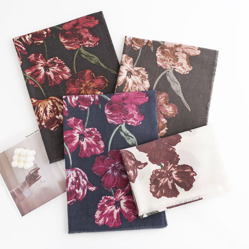 Buddha Stones Tibetan Shawl Elegant Flower Print Fall Winter Soft Warm Scarf Wrap - image 1