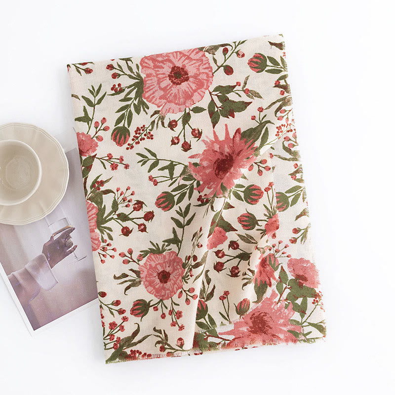 Buddha Stones Tibetan Shawl Elegant Sweet Style Big Flower Leaves Print Fall Winter Soft Warm Scarf Wrap - image 1