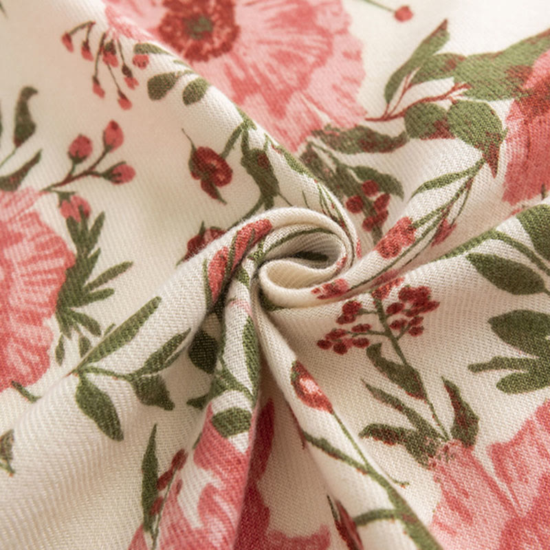 Buddha Stones Tibetan Shawl Elegant Sweet Style Big Flower Leaves Print Fall Winter Soft Warm Scarf Wrap - image 4