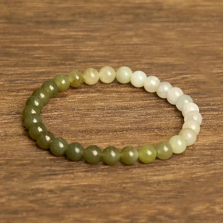 Buddha Stones Hetian Jade Gradient Color Abundance Bracelet