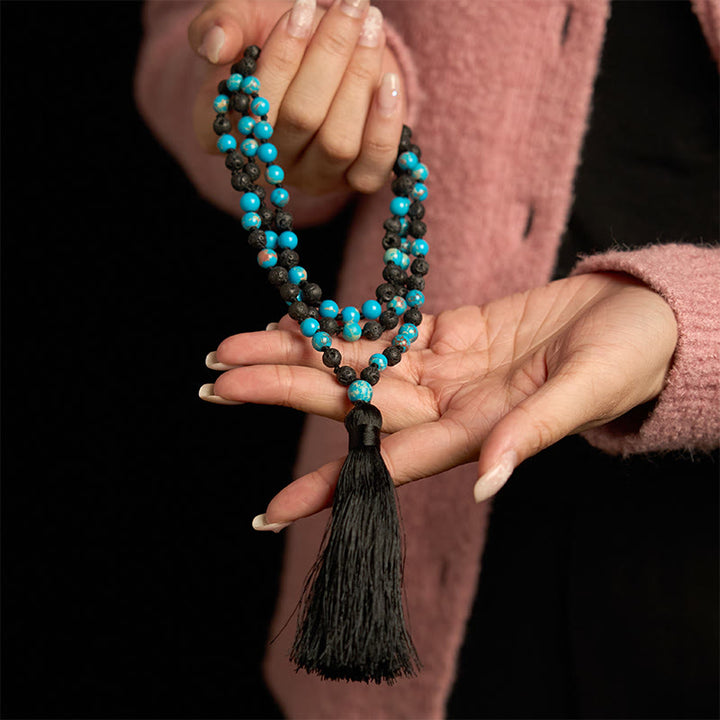 Buddha Stones Emperor Stone Lava Rock Beads Tassel Happiness Necklaces Pendants