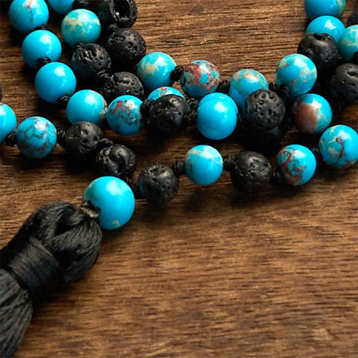 Buddha Stones Emperor Stone Lava Rock Beads Tassel Happiness Necklaces Pendants