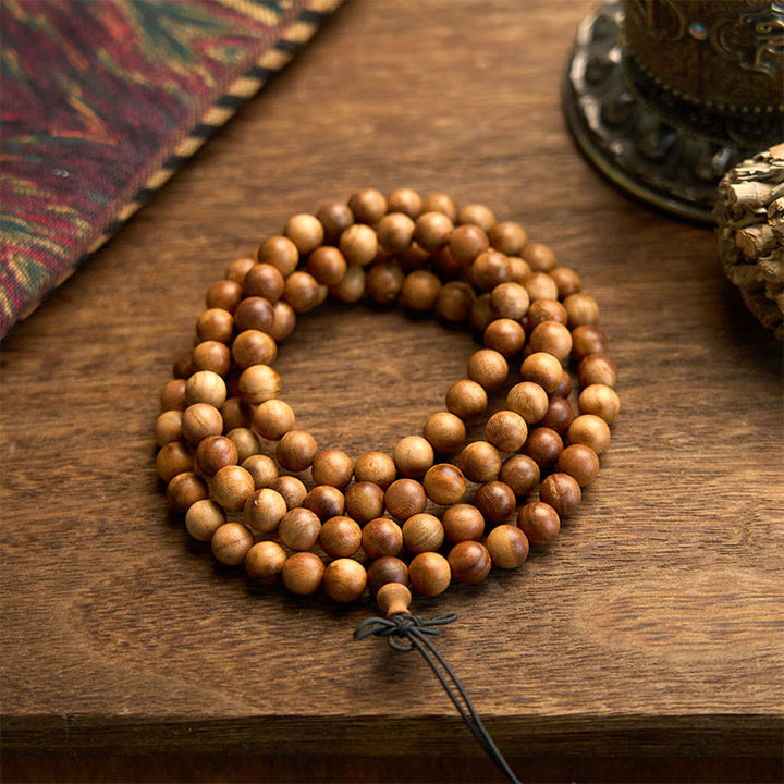 Buddha Stones 108 Mala Beads Lightning Strike Peach Wood Hand Polishing Protection Bracelet