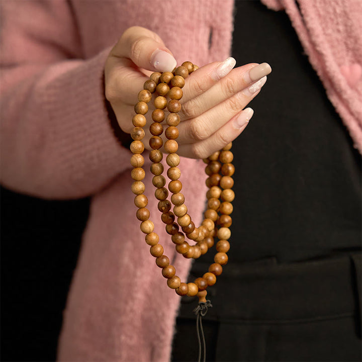 Buddha Stones 108 Mala Beads Lightning Strike Peach Wood Hand Polishing Protection Bracelet