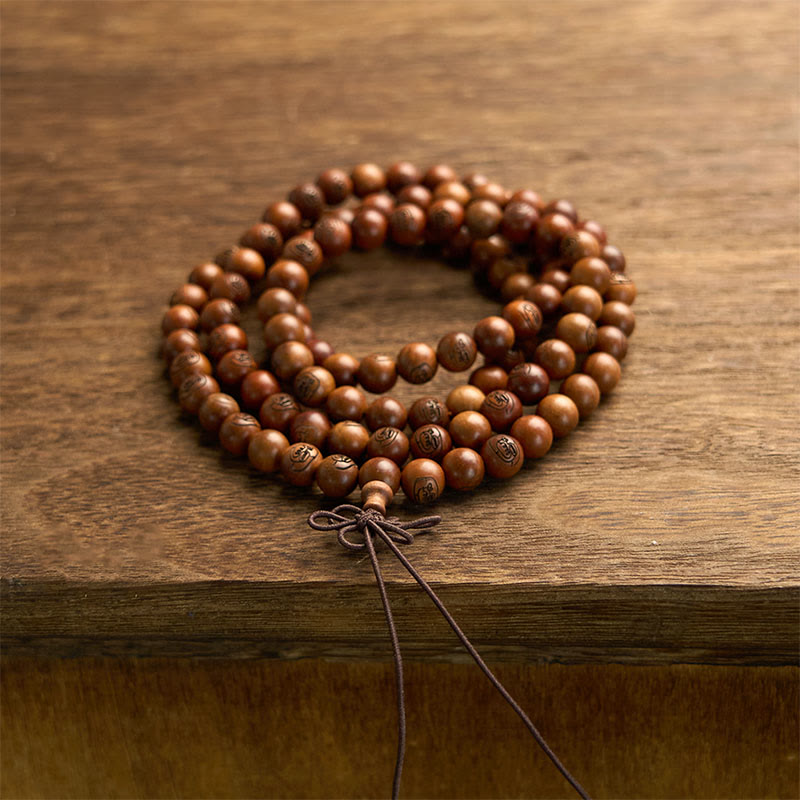 Buddha Stones 108 Mala Beads Lightning Struck Jujube Wood The Golden Light Mantra Protection Bracelet