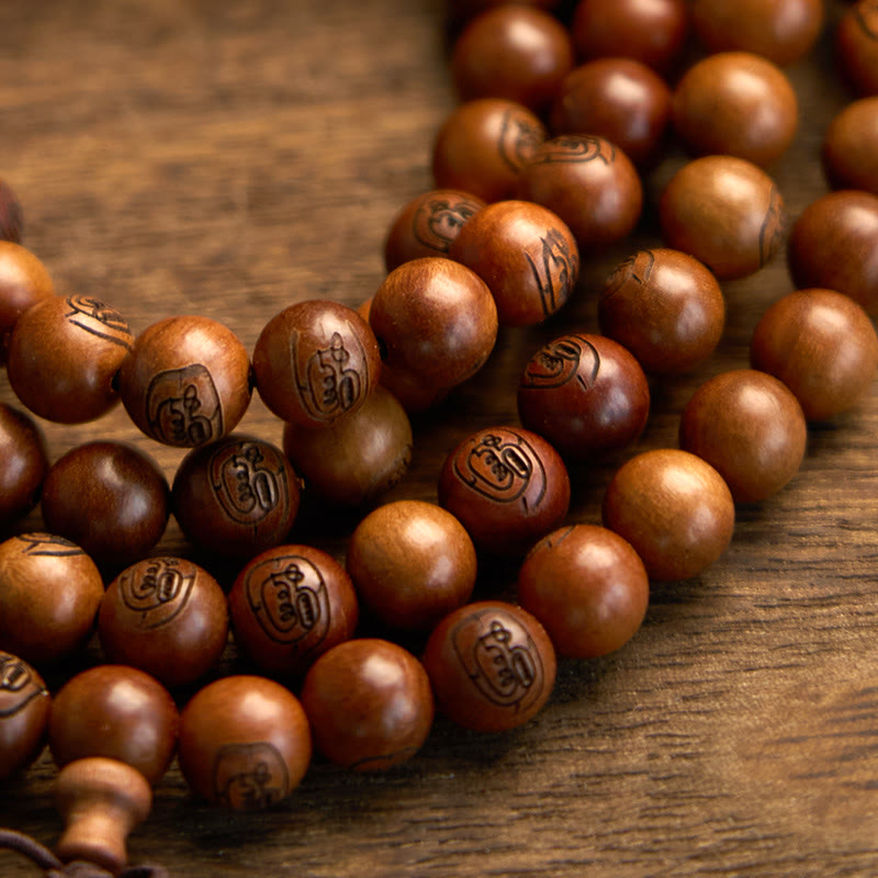 Buddha Stones 108 Mala Beads Lightning Struck Jujube Wood The Golden Light Mantra Protection Bracelet