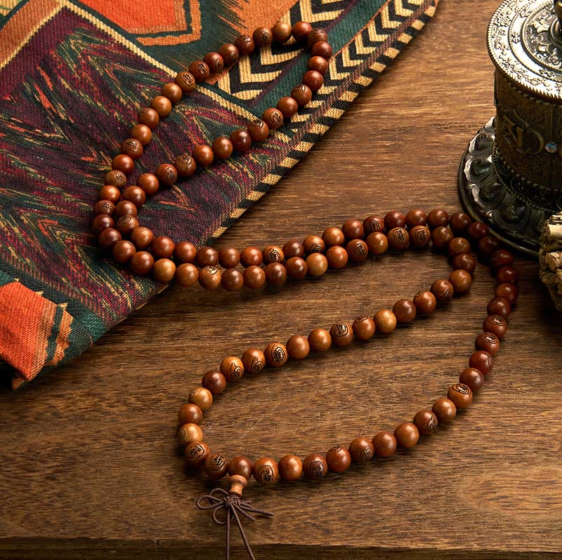 Buddha Stones 108 Mala Beads Lightning Struck Jujube Wood The Golden Light Mantra Protection Bracelet