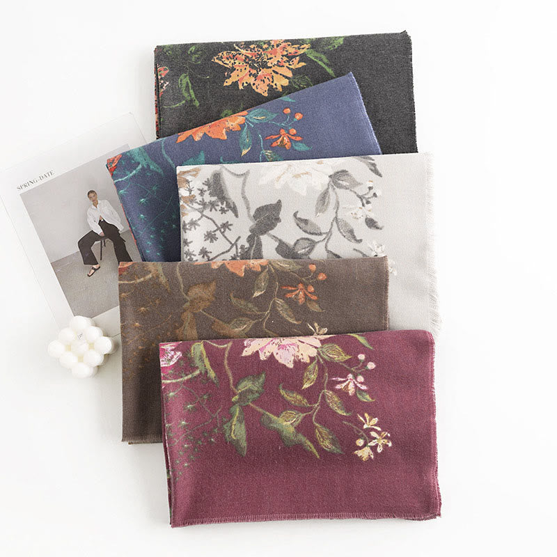 Buddha Stones Tibetan Multiflora Rose Print Pattern Design Shawl Fall Winter Cozy Warm Scarf Wrap - image 1