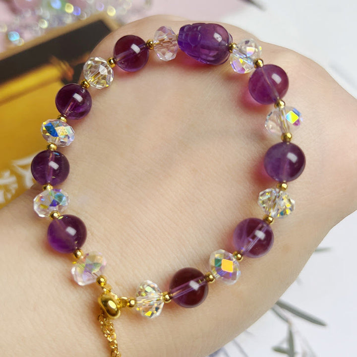 Buddha Stones Natural Amethyst Pixiu Crystal Balance Bracelet