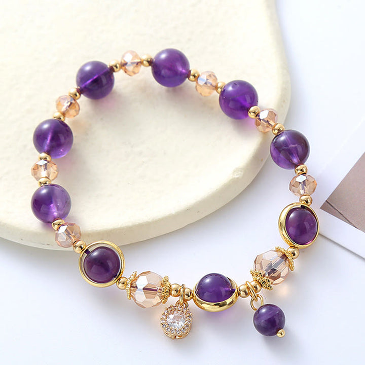 Buddha Stones Natural Amethyst Geometric Crystal Meditation Bracelet