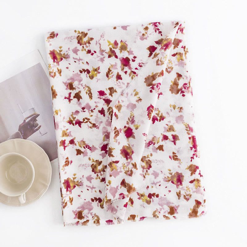 Buddha Stones Tibetan Floral Falling Leaves Print Shawl Fall Winter Cozy Warm Travel Scarf Wrap - image 1