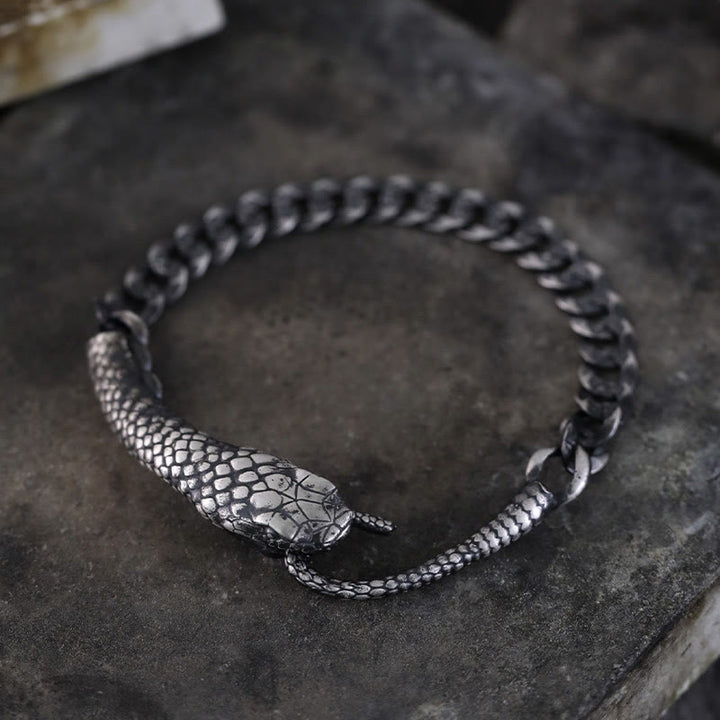 Buddha Stones Sterling Silver Snake Shape Texture Year Of The Snake Blessing Bracelet - image 13