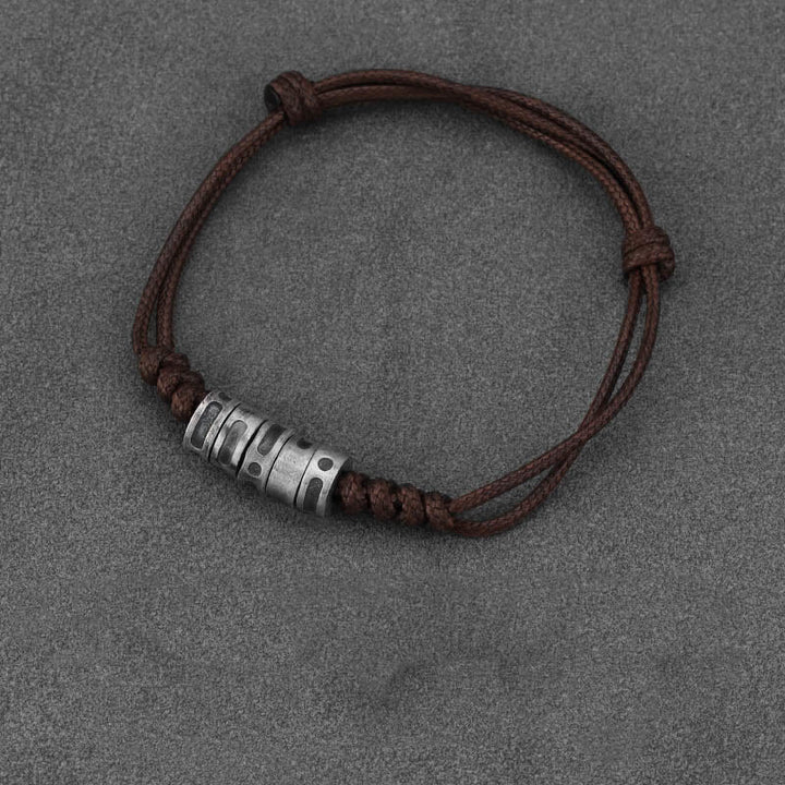 Buddha Stones 999 Sterling Silver Morse Code Wax Rope Blessing Bracelet - 999 Sterling Silver Brown Wax Rope(Wrist Circumference: 14-21cm) - Morse Code:LUCKY - image 12