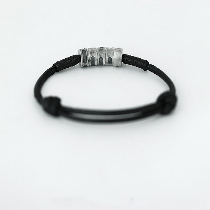 Buddha Stones 999 Sterling Silver Morse Code Wax Rope Blessing Bracelet - image 8