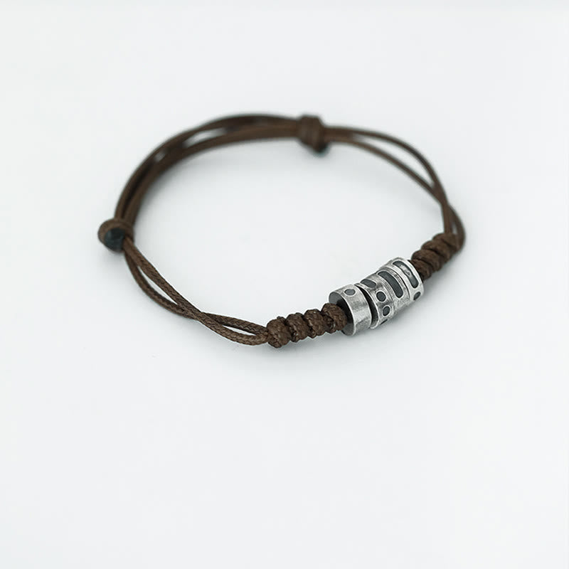 Buddha Stones 999 Sterling Silver Morse Code Wax Rope Blessing Bracelet - image 11